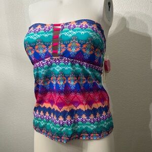Pink Envelope Swim Multicolor Strapless Top